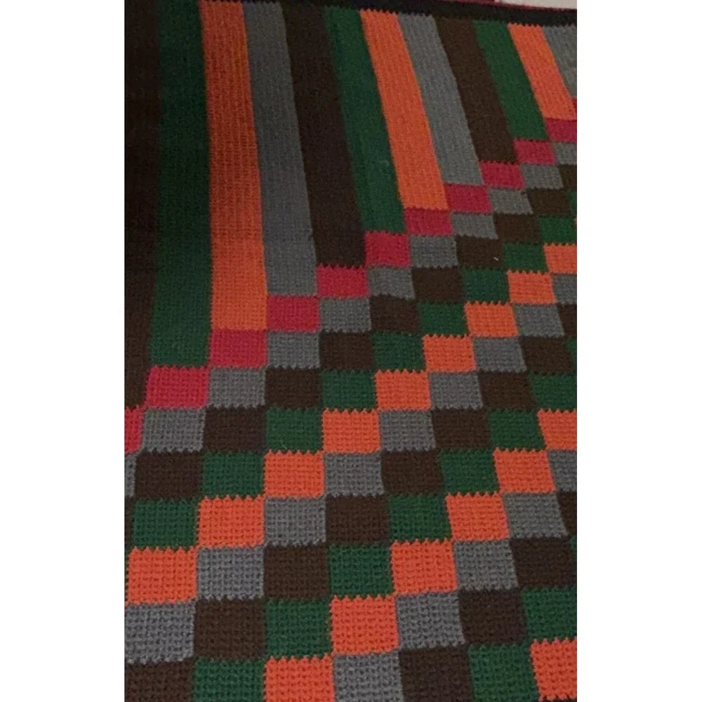 Vintage Handmade crochet afghan blanket 62 in x 54